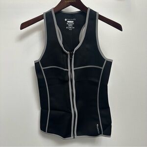 SaunaFX Neoprene Women’s Vest Full Zip Suit Top Black Gray Medium